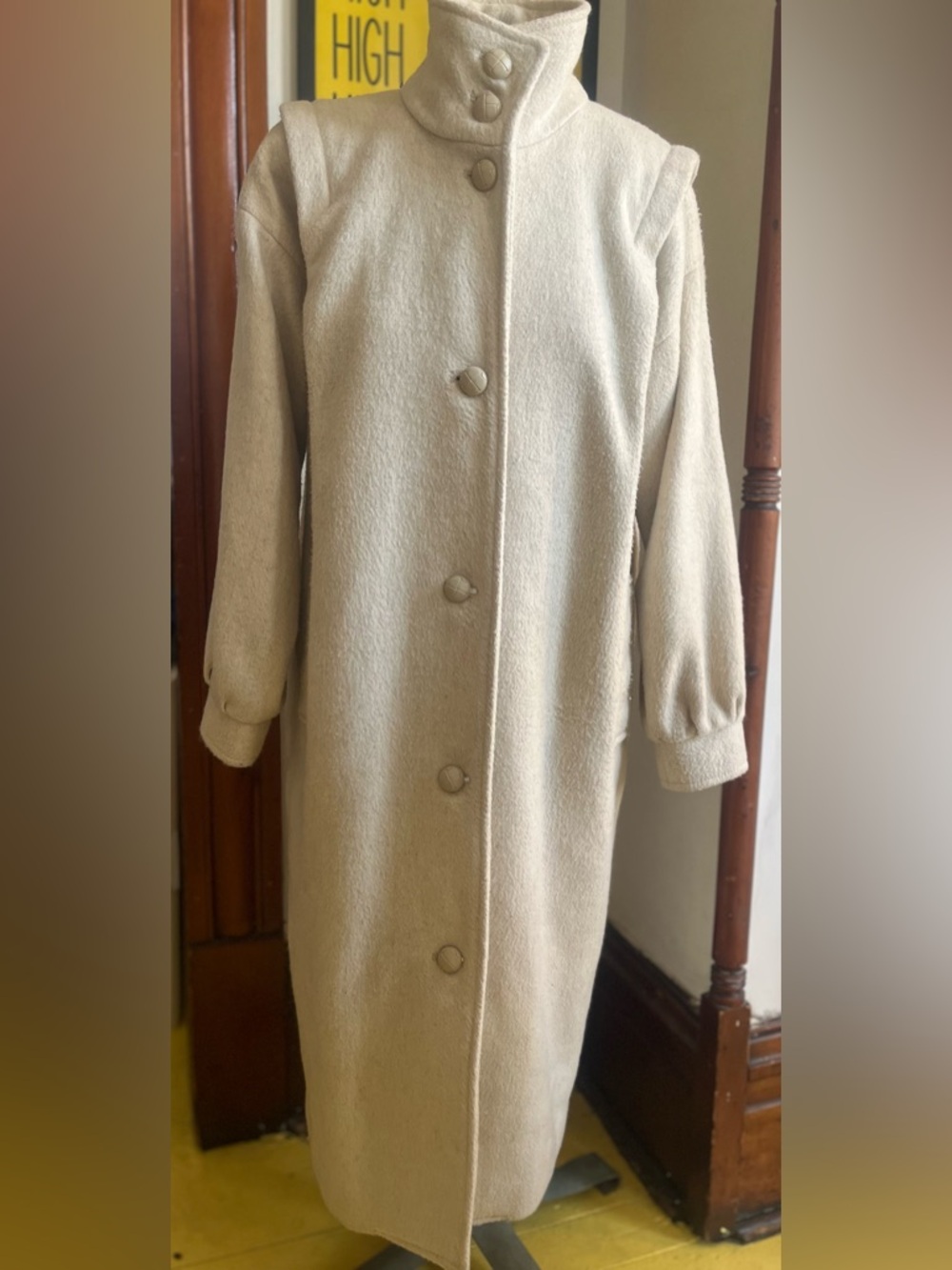 Vintage 80s Does 50s International Cream Long Trench Coat